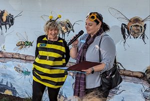 Accepting CA Senate recognition at mural ribbon cutting ceremony